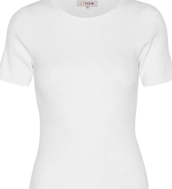 Rib knit short sleeve top