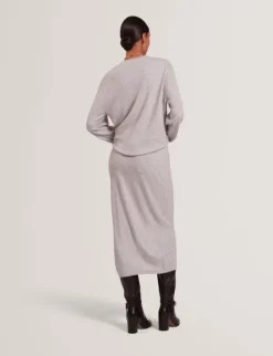 SAMANA Twist Waist Knit Midi Dress