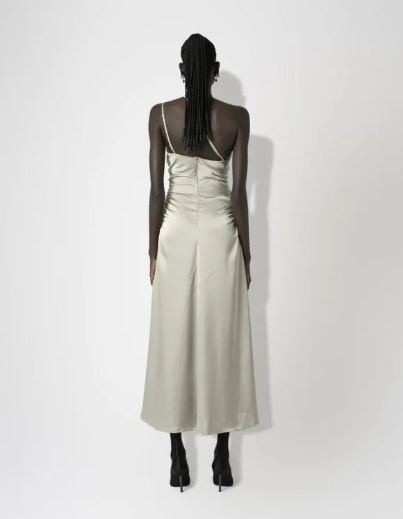 Satin Asymmetric Slip Dress