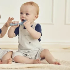 Seersucker stripe overalls baby
