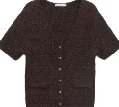Short-sleeved bouclé cardigan