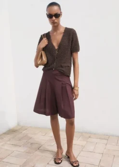 Short-sleeved bouclé cardigan