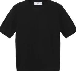 Short-sleeved fine-knit sweater