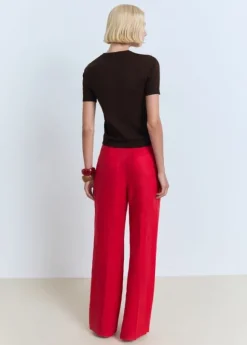 Short-sleeved fine-knit sweater