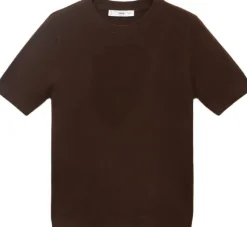 Short-sleeved fine-knit sweater