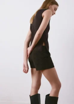 Side gathered knitted top
