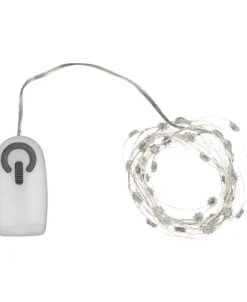 Silke miniblomst lyskæde 40L m/ timer, Klar/sølv