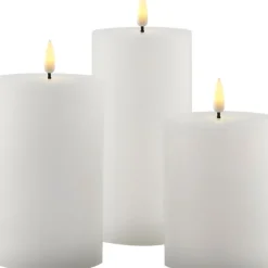 Sille Genopladelig 3 stk sæt, Ø7,5xH10/12,5/15cm, Hvid