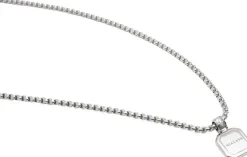 Silver Necklace with Square Turquoise Pendant