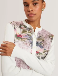 SISILLA Printed Woven Front Cardiga