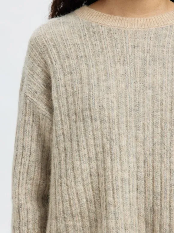 SLFALVA LS KNIT STRIPE O-NECK