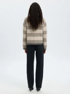 SLFALVA LS KNIT STRIPE V-CARDIGAN