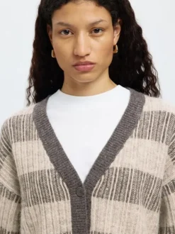 SLFALVA LS KNIT STRIPE V-CARDIGAN