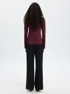 SLFLURA LS SLIM KNIT COLLAR NECK