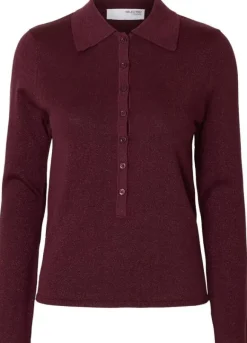 SLFLURA LS SLIM KNIT COLLAR NECK