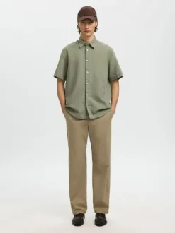 SLHREGCLAY LINENBLEND SS SHIRT CLA