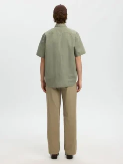 SLHREGCLAY LINENBLEND SS SHIRT CLA
