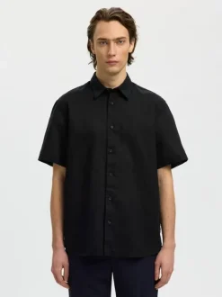 SLHREGCLAY LINENBLEND SS SHIRT CLA