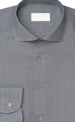 Slim Fit Brown Houndstoothmerino Wool Shirt