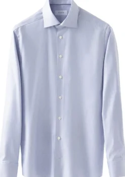 Slim Fit Dark Blue Mélange Solid Cotton Tencel Lyocell Shirt