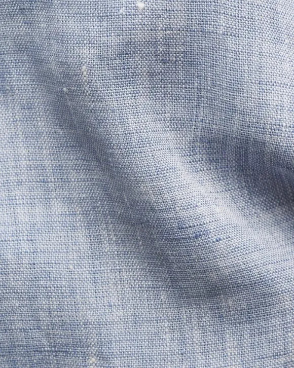 Slim Fit Light blue Solid Plain Weave Linen Shirt