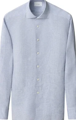 Slim Fit Light blue Solid Plain Weave Linen Shirt