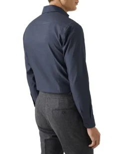 Slim Fit Navy Blue Semi Solid Signature Dobby Shirt