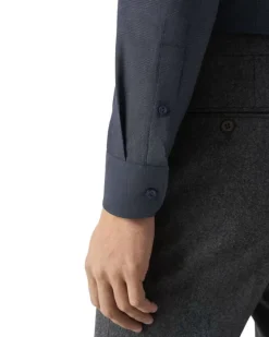 Slim Fit Navy Blue Semi Solid Signature Dobby Shirt