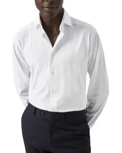 Slim Fit White Solid Four-Flex Stretch Shirt