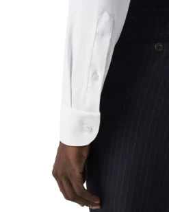 Slim Fit White Solid Four-Flex Stretch Shirt