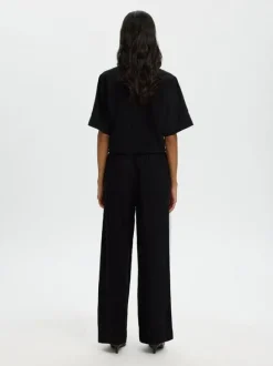 SLWLUISA MW WIDE LINEN BLEND PANT N