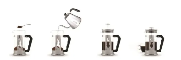 Stemplekande Preziosa, 3 kop Stål Bialetti