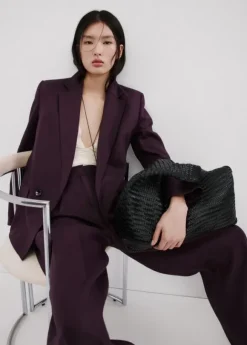 Straight-fit linen suit trousers