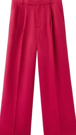 Straight linen-blend trousers
