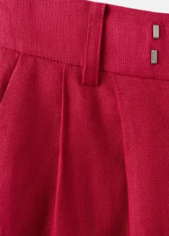 Straight linen-blend trousers