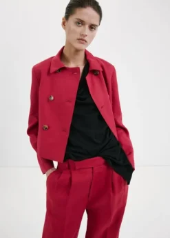 Straight linen-blend trousers
