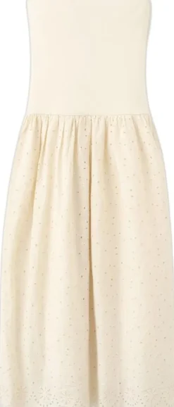 Strapless dress with broderie angla