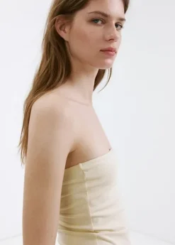 Strapless dress with broderie angla