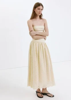 Strapless dress with broderie angla