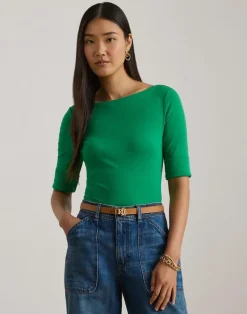 Stretch Cotton Boatneck Tee