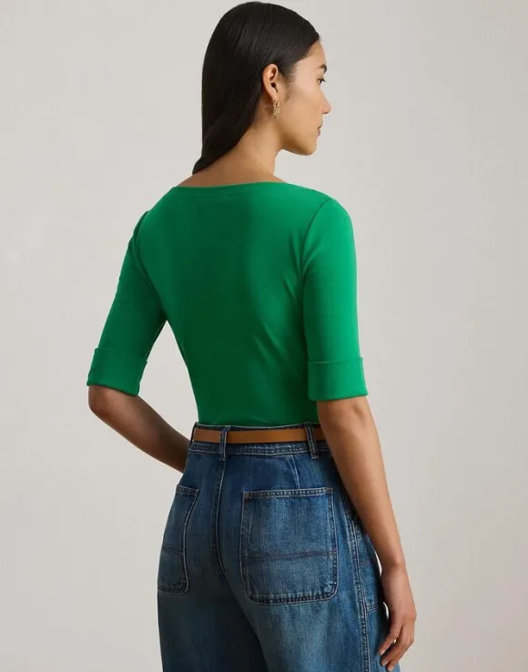 Stretch Cotton Boatneck Tee