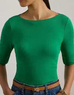 Stretch Cotton Boatneck Tee