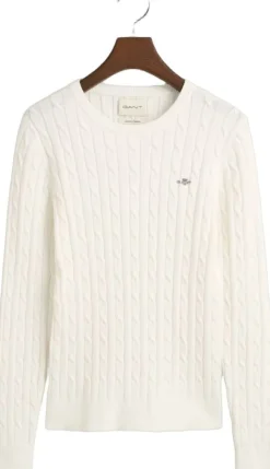 STRETCH COTTON CABLE C-NECK