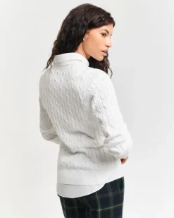 STRETCH COTTON CABLE C-NECK