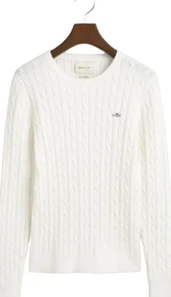 STRETCH COTTON CABLE C-NECK