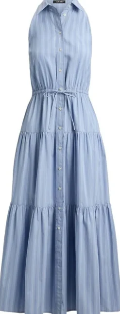 Striped Broadcloth Tiered Shirtdress