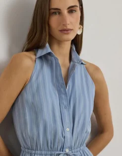 Striped Broadcloth Tiered Shirtdress
