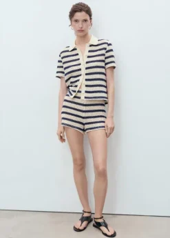 Striped crochet shorts