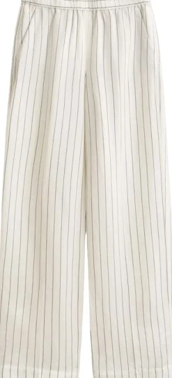 STRIPED LINEN BLEND PULL ON PANTS
