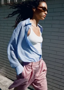 Striped lyocell shirt